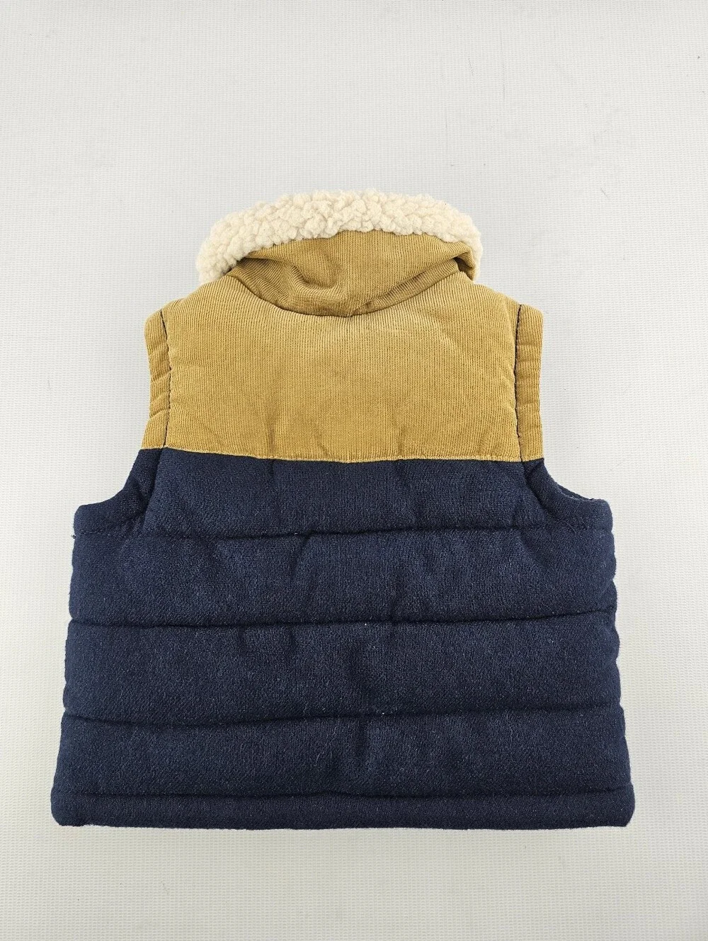 Old Navy Quilted Navy Tan Insulated Vest Infant Baby 0-3Mo.